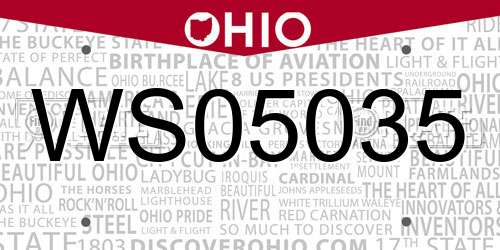 WS05035 Ohio License Plate