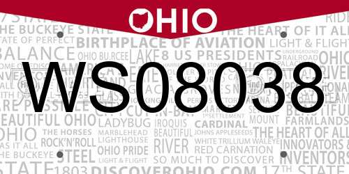 WS08038 Ohio License Plate