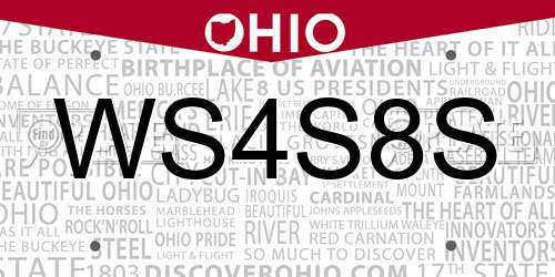 WS4S8S Ohio License Plate