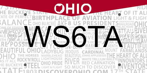 WS6TA Ohio License Plate