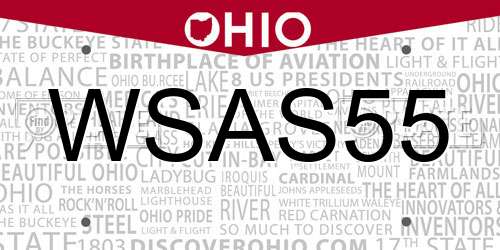 WSAS55 Ohio License Plate