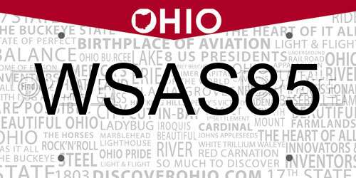 WSAS85 Ohio License Plate