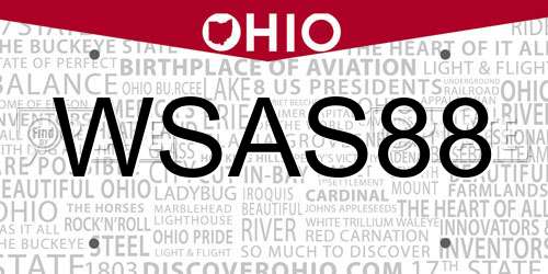 WSAS88 Ohio License Plate