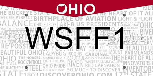 WSFF1 Ohio License Plate
