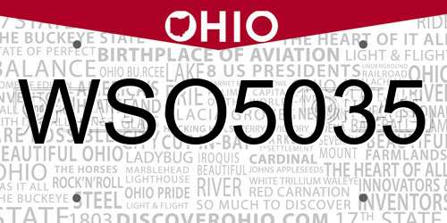 WSO5035 Ohio License Plate