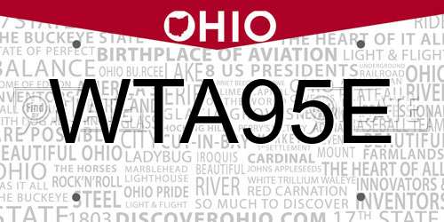 WTA95E Ohio License Plate