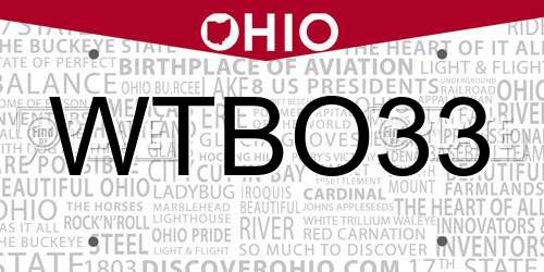 WTBO33 Ohio License Plate