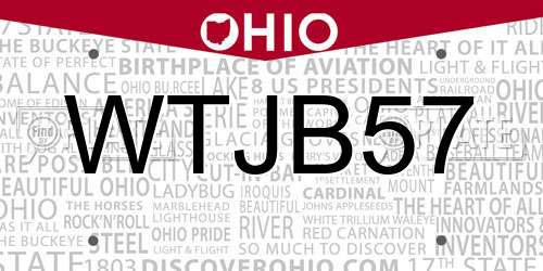 WTJB57 Ohio License Plate
