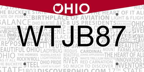 WTJB87 Ohio License Plate