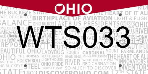 WTS033 Ohio License Plate