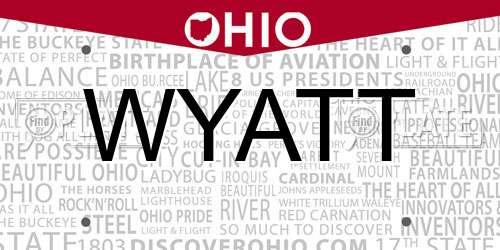 WYATT Ohio License Plate