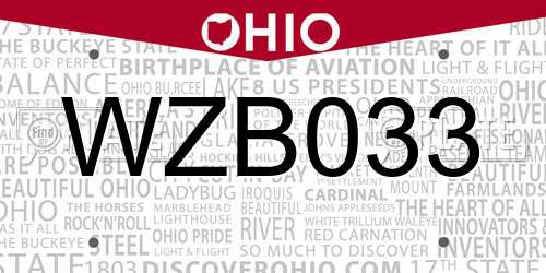 WZB033 Ohio License Plate