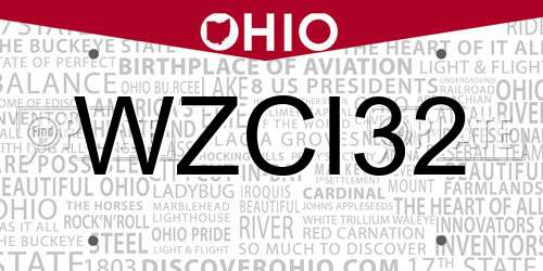 WZCI32 Ohio License Plate