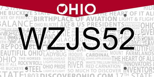 WZJS52 Ohio License Plate