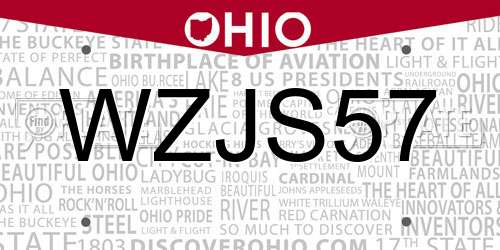 WZJS57 Ohio License Plate