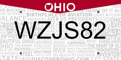 WZJS82 Ohio License Plate