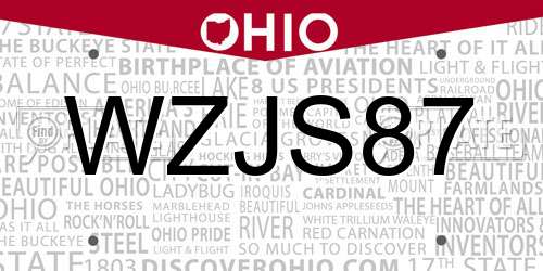 WZJS87 Ohio License Plate