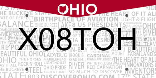 X08TOH Ohio License Plate