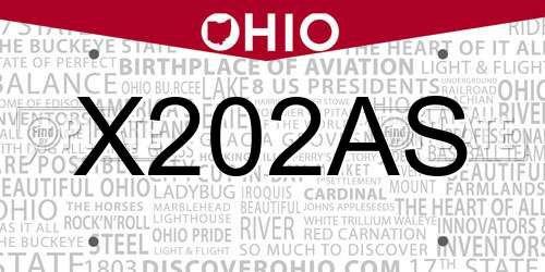 X202AS Ohio License Plate