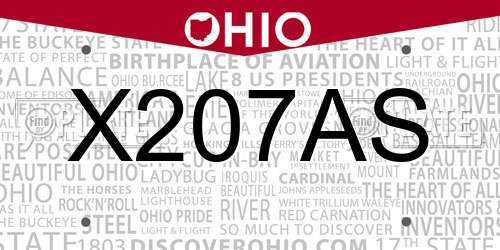 X207AS Ohio License Plate
