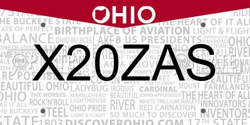 X20ZAS Ohio License Plate