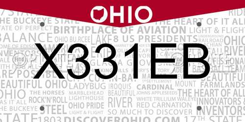 X331EB Ohio License Plate