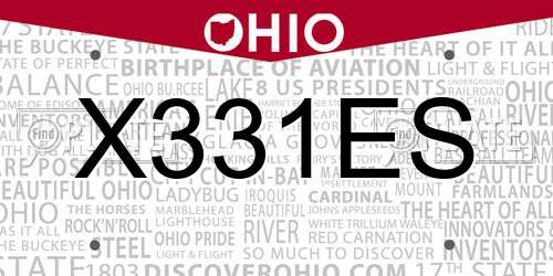 X331ES Ohio License Plate