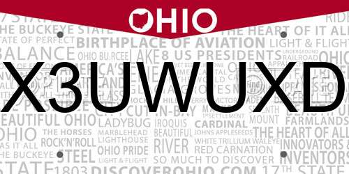 X3UWUXD Ohio License Plate