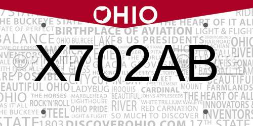 X702AB Ohio License Plate
