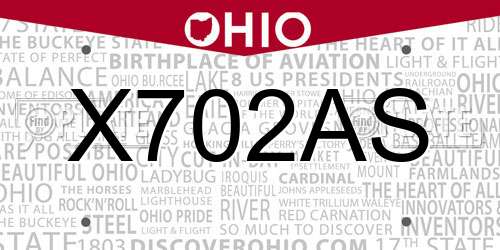 X702AS Ohio License Plate