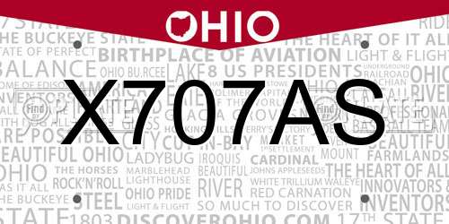X707AS Ohio License Plate
