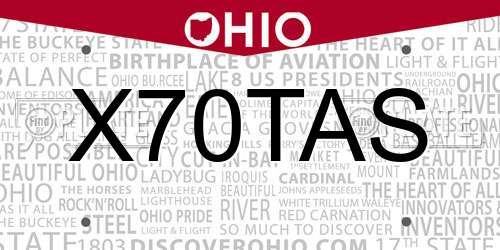 X70TAS Ohio License Plate