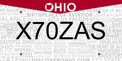 X70ZAS Ohio License Plate