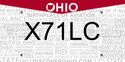 X71LC Ohio License Plate