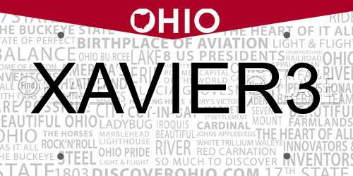 XAVIER3 Ohio License Plate