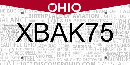 XBAK75 Ohio License Plate