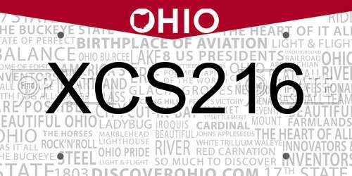 XCS216 Ohio License Plate