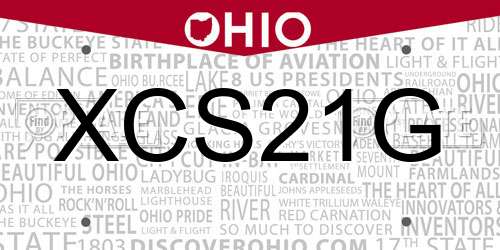 XCS21G Ohio License Plate