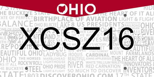 XCSZ16 Ohio License Plate