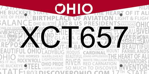 XCT657 Ohio License Plate