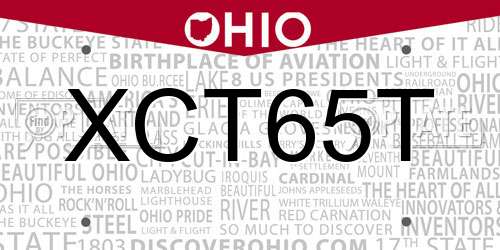 XCT65T Ohio License Plate