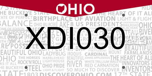 XDI030 Ohio License Plate