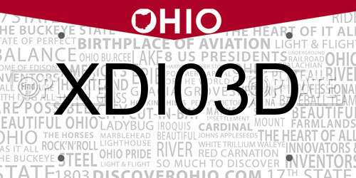 XDI03D Ohio License Plate
