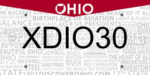 XDIO30 Ohio License Plate