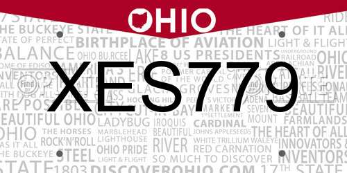 XES779 Ohio License Plate