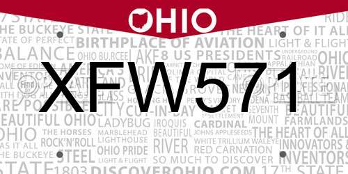 XFW571 Ohio License Plate