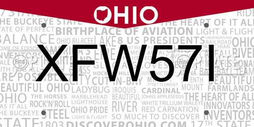 XFW57I Ohio License Plate