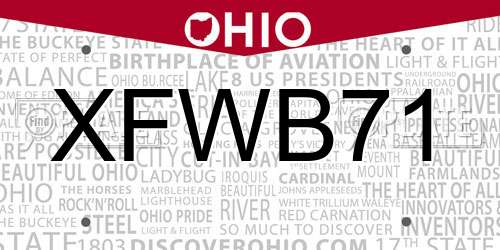 XFWB71 Ohio License Plate