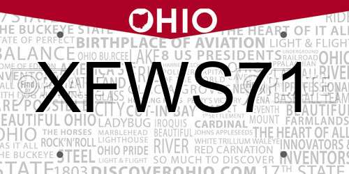XFWS71 Ohio License Plate