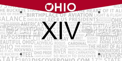 XIV Ohio License Plate